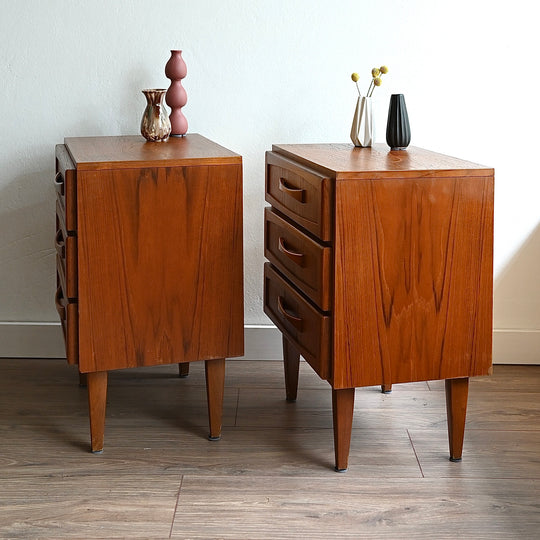 Mid Century Teak Bedside Tables Night Stands by Berryman