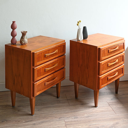 Mid Century Teak Bedside Tables Night Stands by Berryman