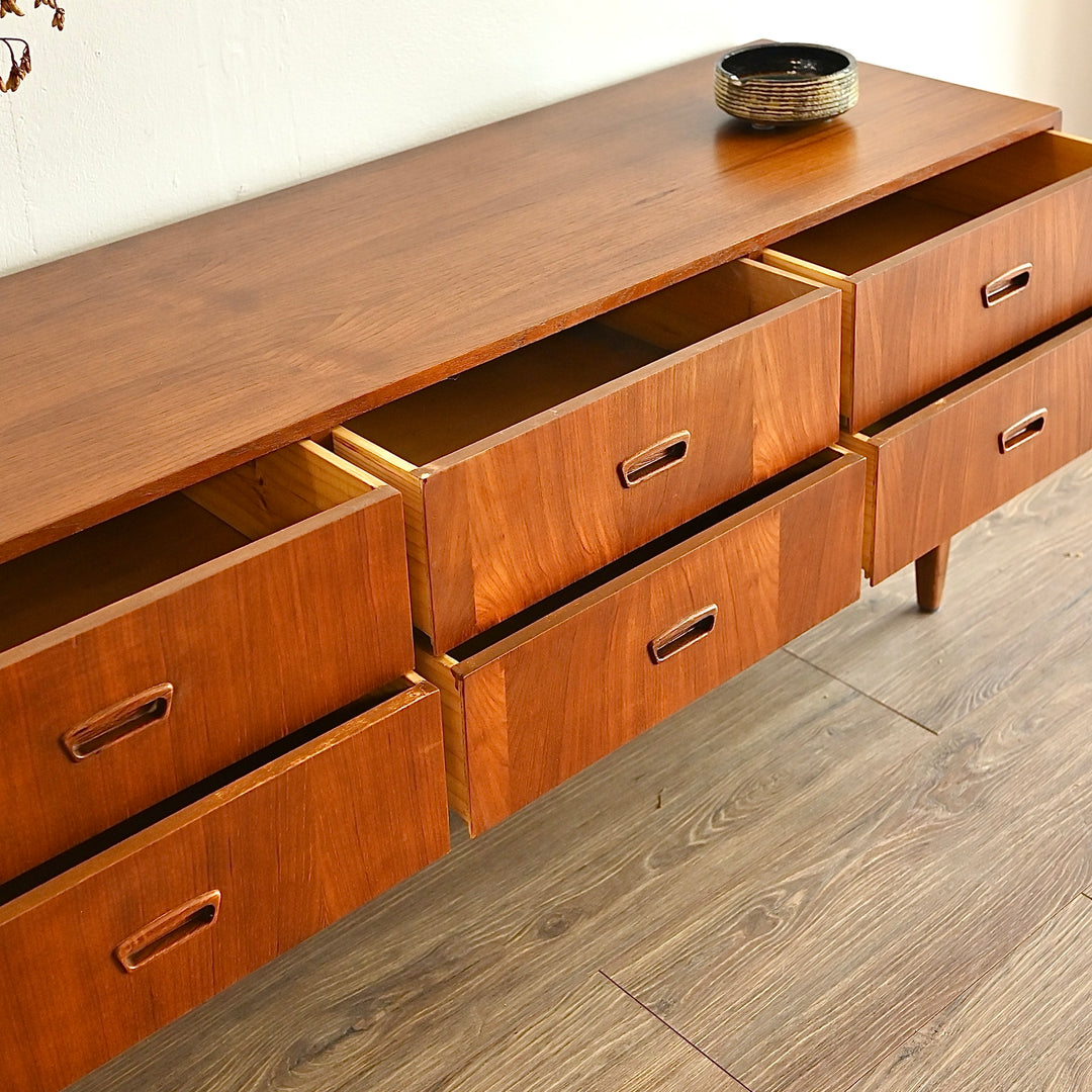 Mid Century Teak Sideboard Dresser Drawers Low Boy Entertainment Unit