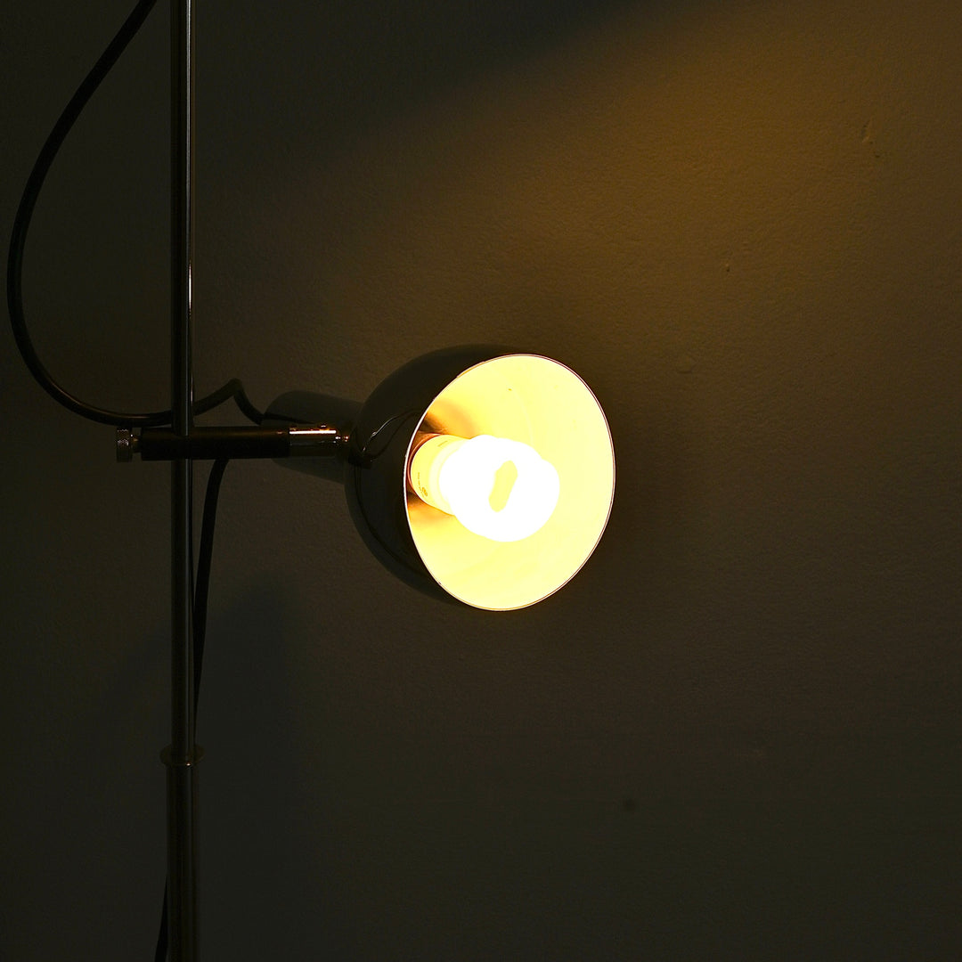 Mid Century Oslo Twin Head Chrome Standing Lamp
