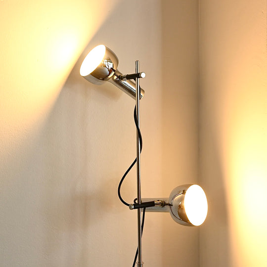 Mid Century Oslo Twin Head Chrome Standing Lamp