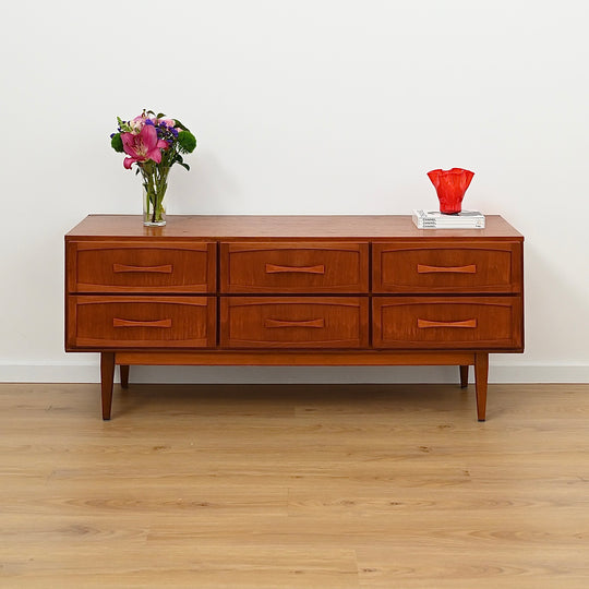 Mid Century Teak Sideboard Dresser Drawers Lowboy by Berryman - Refinished