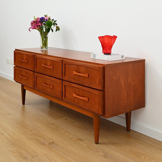 Mid Century Teak Sideboard Dresser Drawers Lowboy by Berryman - Refinished