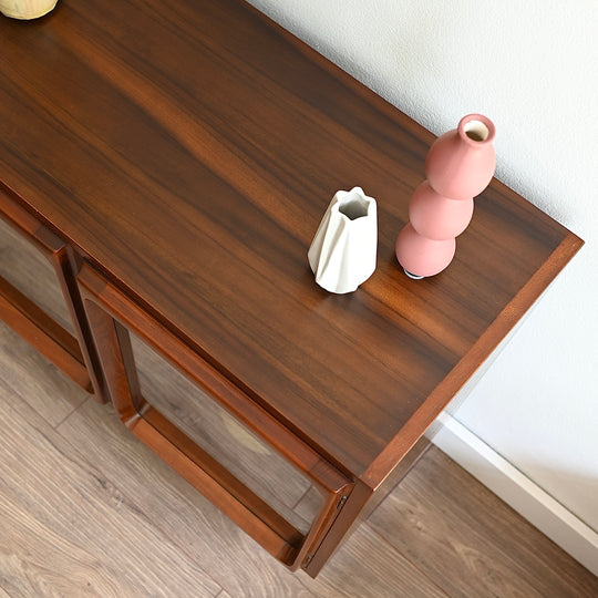 Mid Century Walnut Sideboard Glass Display Cabinet LP Record Cabinet by Chiswell