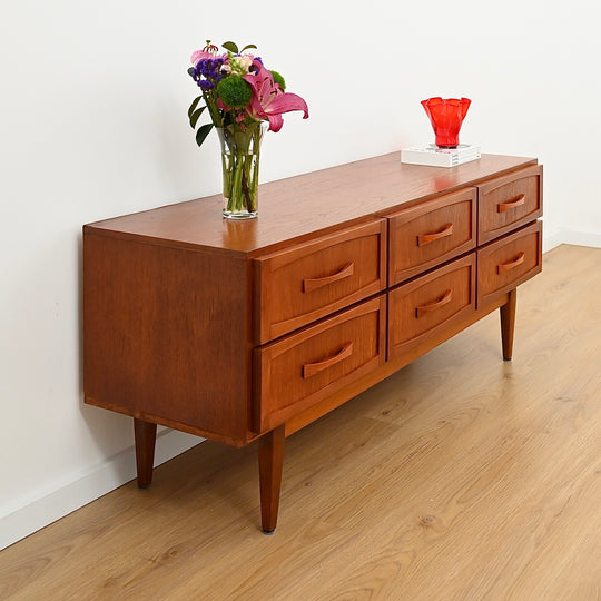 Mid Century Teak Sideboard Dresser Drawers Lowboy by Berryman - Refinished