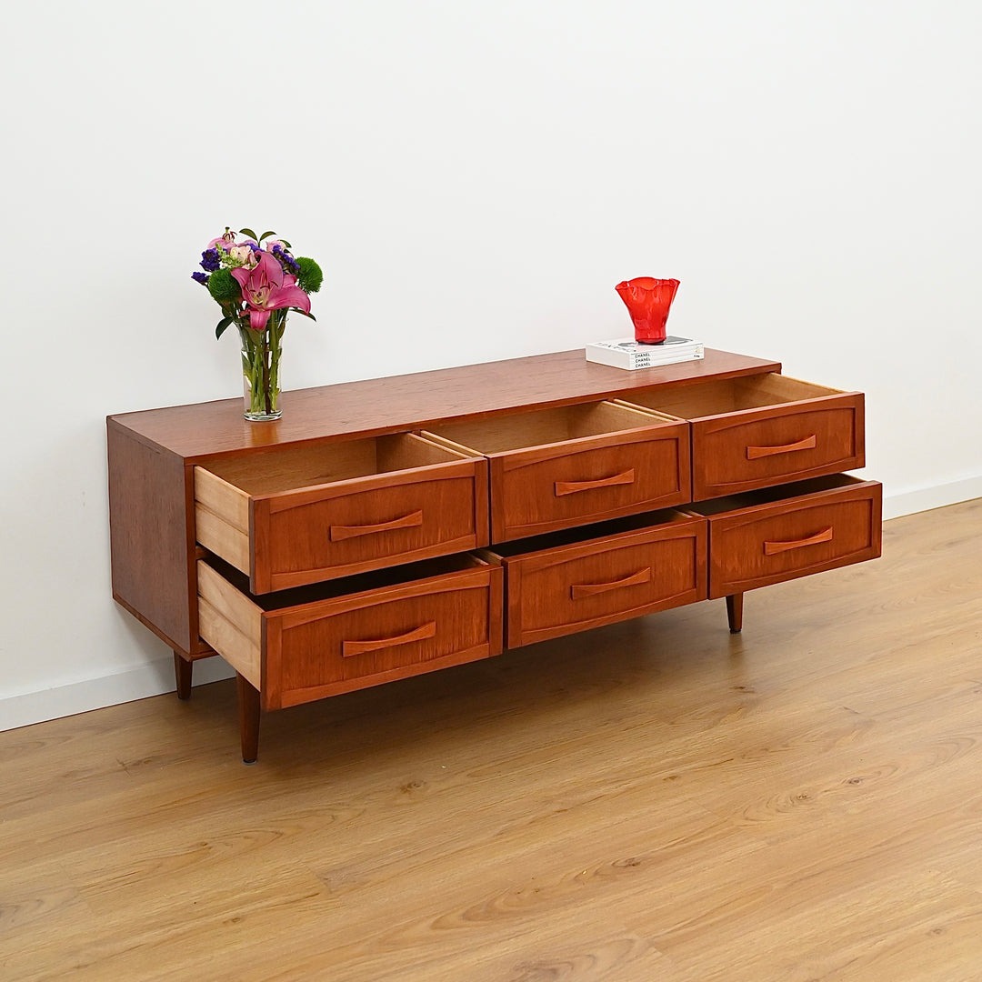 Mid Century Teak Sideboard Dresser Drawers Lowboy by Berryman - Refinished
