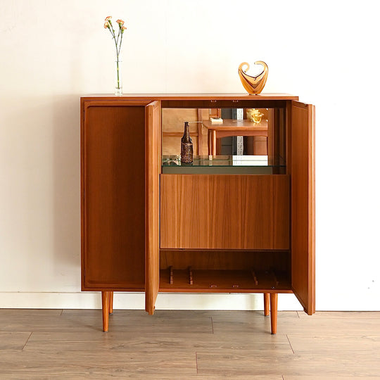Mid Century Teak Sideboard Buffet Bar Cabinet by Chiswell