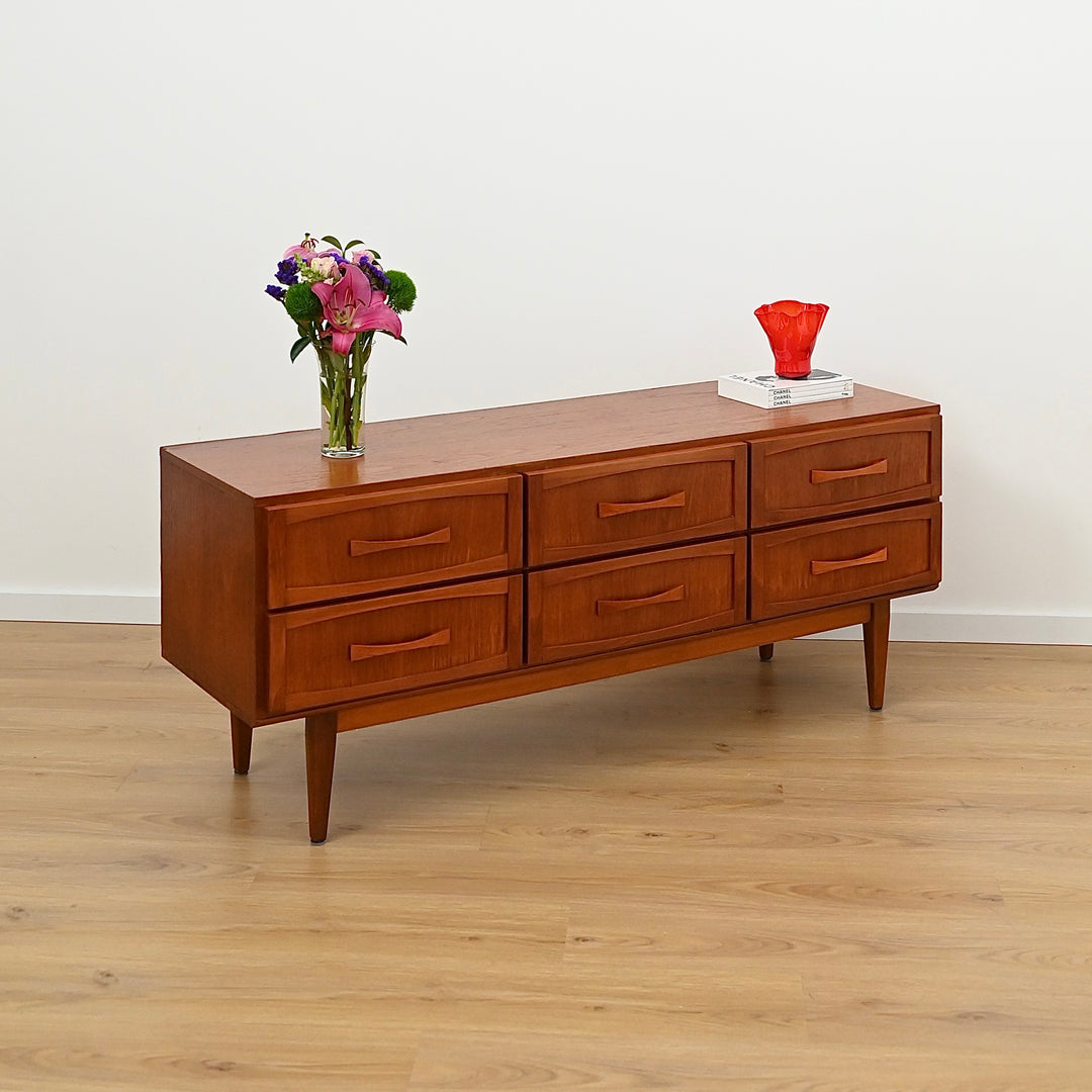 Mid Century Teak Sideboard Dresser Drawers Lowboy by Berryman - Refinished