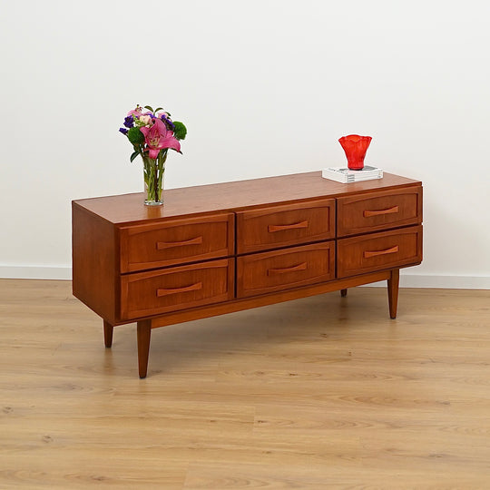 Mid Century Teak Sideboard Dresser Drawers Lowboy by Berryman - Refinished