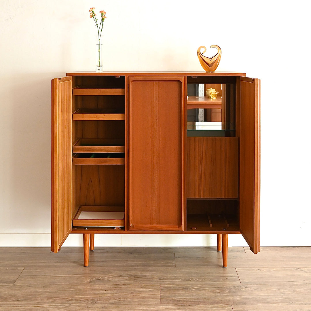 Mid Century Teak Sideboard Buffet Bar Cabinet by Chiswell