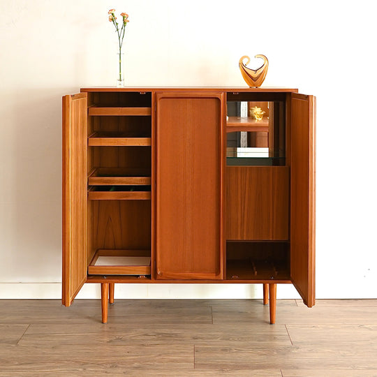Mid Century Teak Sideboard Buffet Bar Cabinet by Chiswell