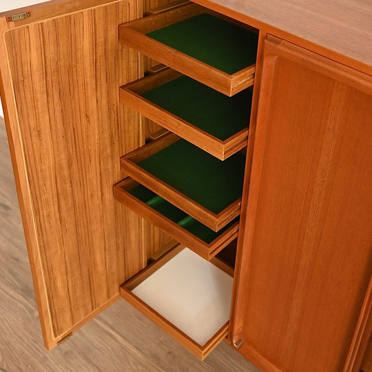Mid Century Teak Sideboard Buffet Bar Cabinet by Chiswell