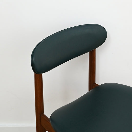 4 x Mid Century Teak Black Vinyl Dining Chairs by Elite