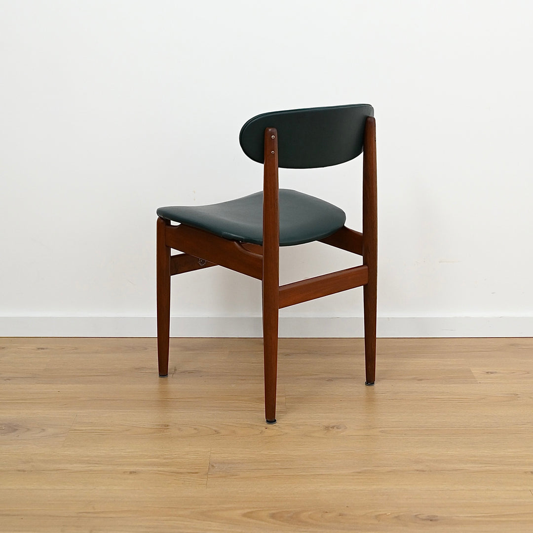4 x Mid Century Teak Black Vinyl Dining Chairs by Elite