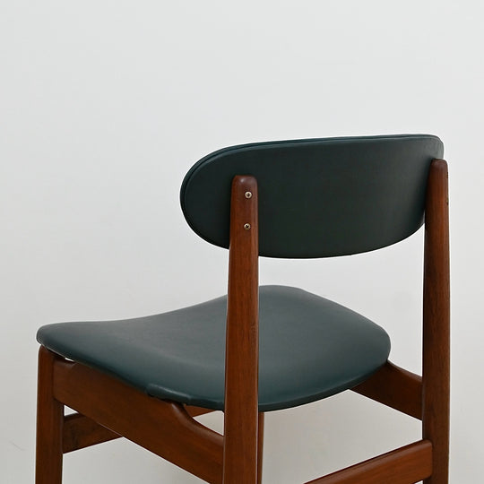 4 x Mid Century Teak Black Vinyl Dining Chairs by Elite