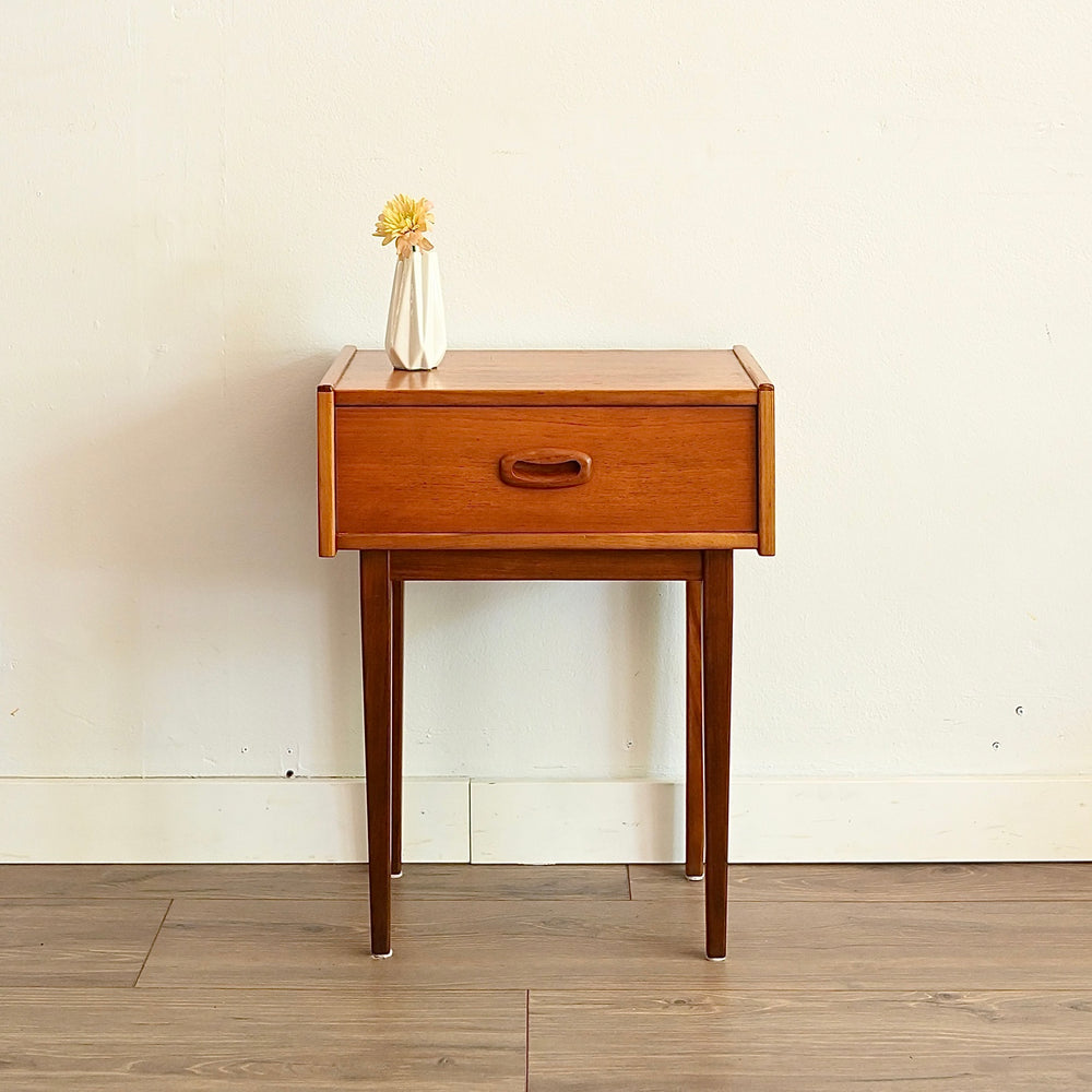 Parker Mid Century Teak Bedside Table and another