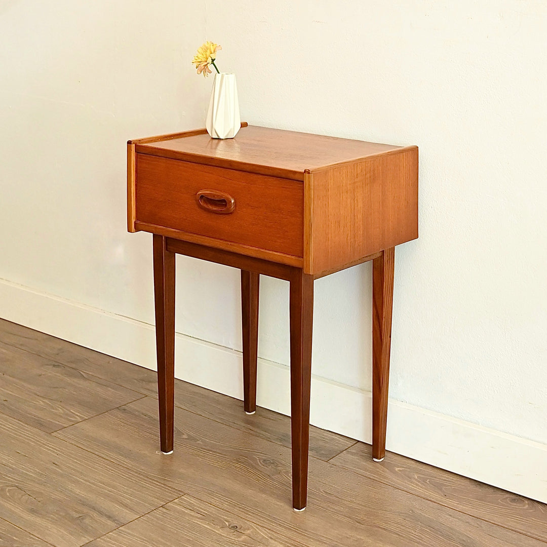Parker Mid Century Teak Bedside Table and another