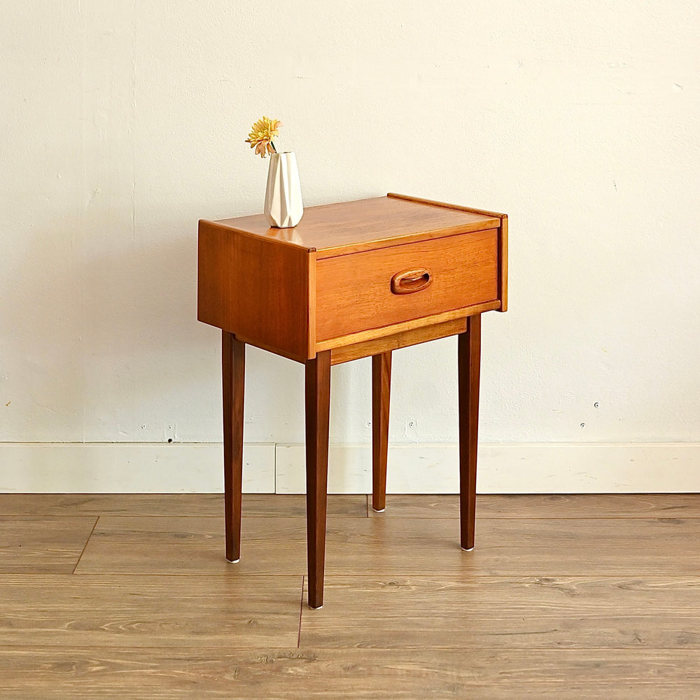 Parker Mid Century Teak Bedside Table and another