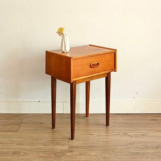 Parker Mid Century Teak Bedside Table and another