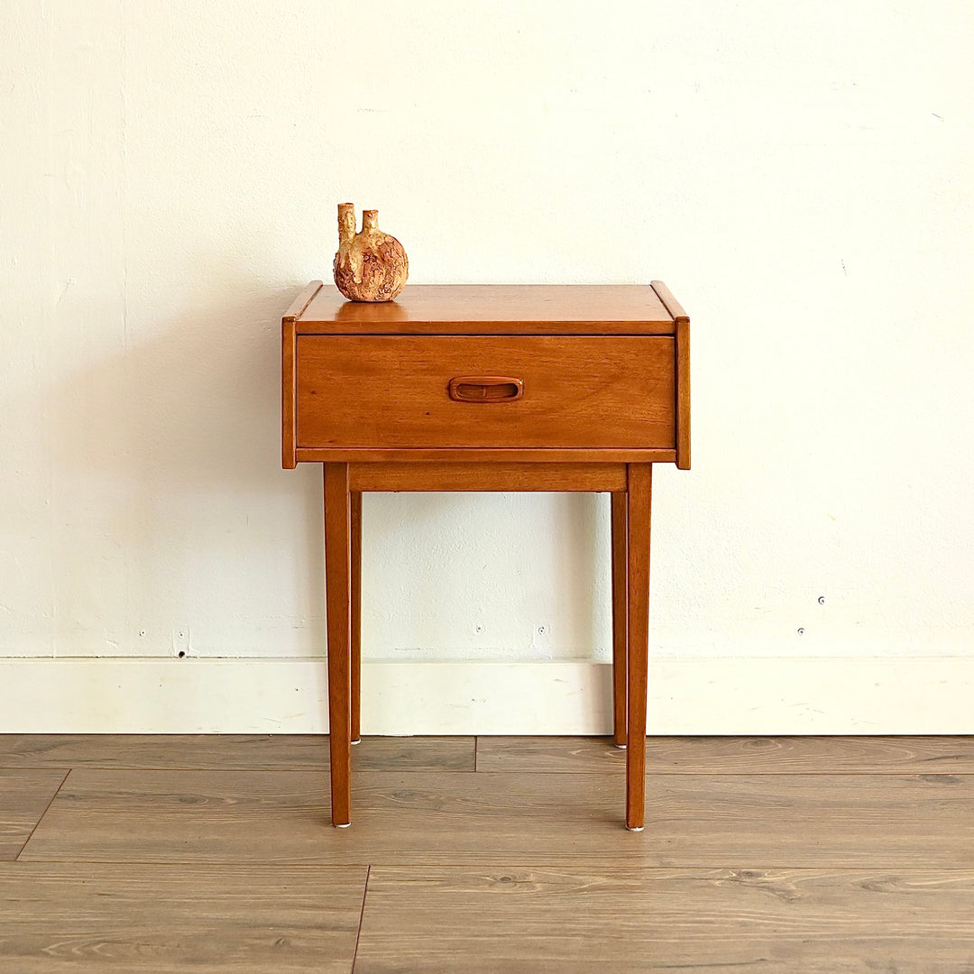 Parker Mid Century Teak Bedside Table and another