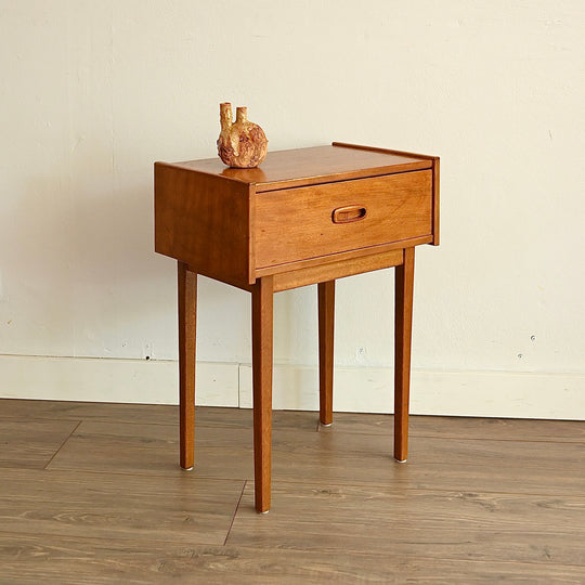 Parker Mid Century Teak Bedside Table and another