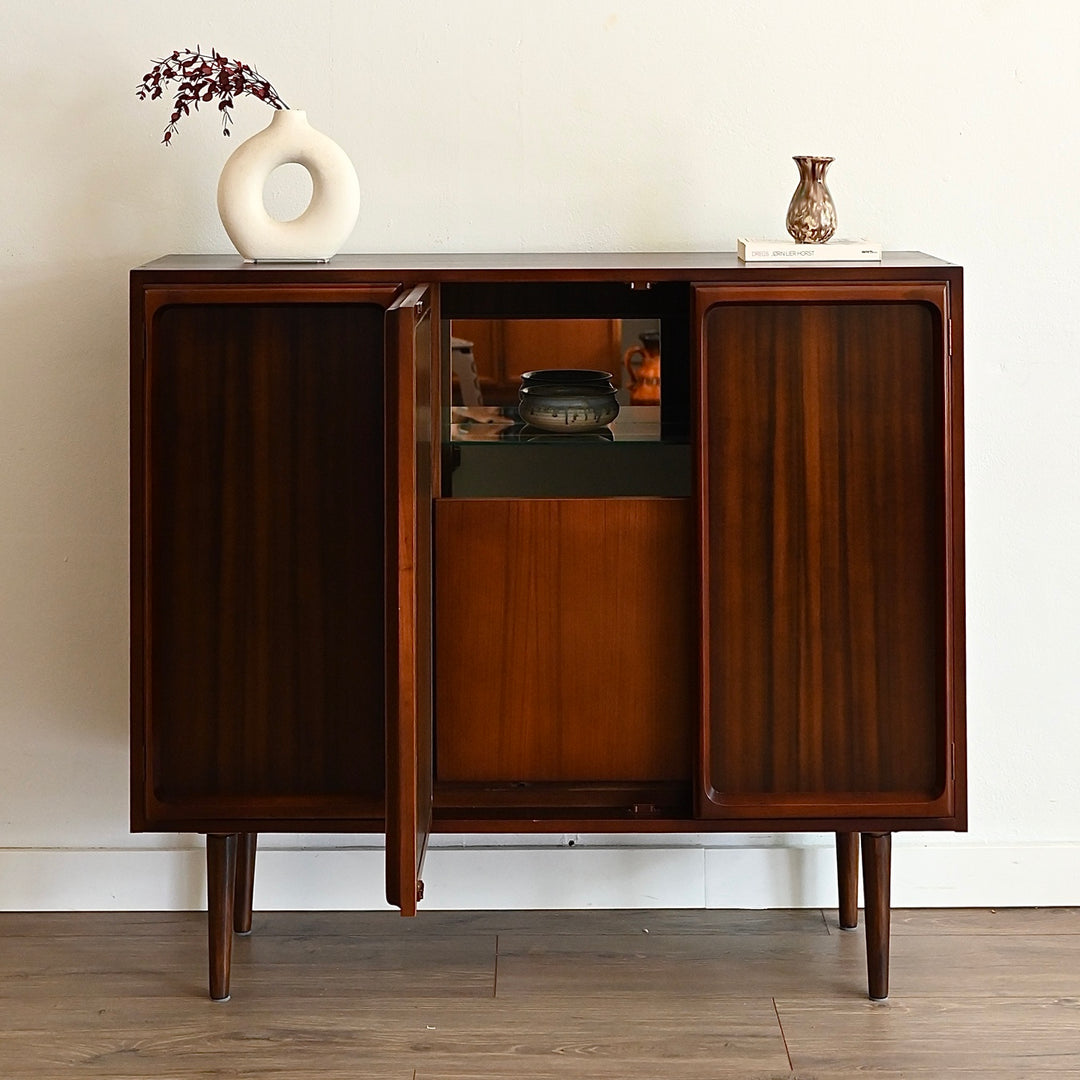 Mid Century Walnut Sideboard Buffet Credenza Cabinet by Chiswell