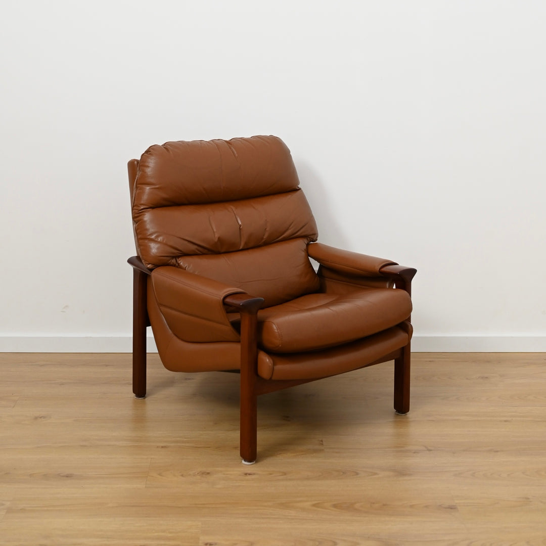 Tessa T21 Tan Leather Lounge Suite by Fred Lowen with Swivel Armchair