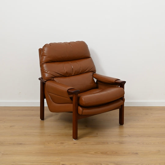 Tessa T21 Tan Leather Lounge Suite by Fred Lowen with Swivel Armchair