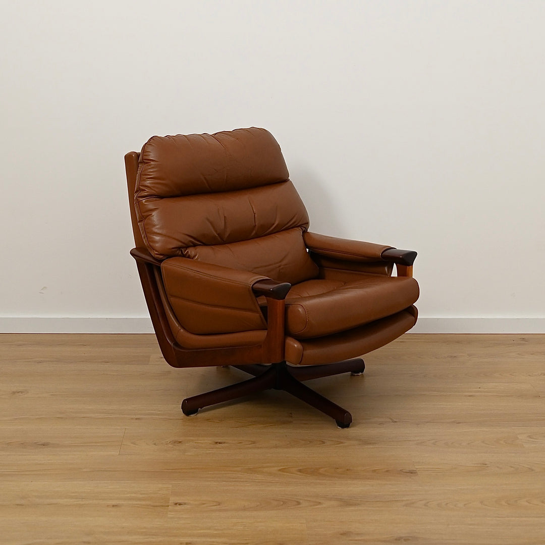 Tessa T21 Tan Leather Lounge Suite by Fred Lowen with Swivel Armchair