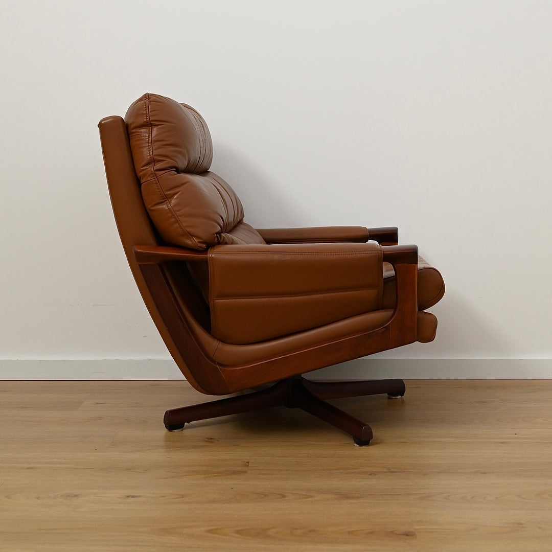 Tessa T21 Tan Leather Lounge Suite by Fred Lowen with Swivel Armchair