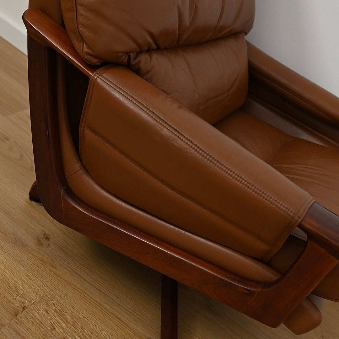 Tessa T21 Tan Leather Lounge Suite by Fred Lowen with Swivel Armchair