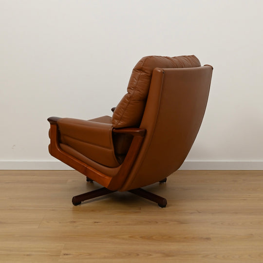 Tessa T21 Tan Leather Lounge Suite by Fred Lowen with Swivel Armchair