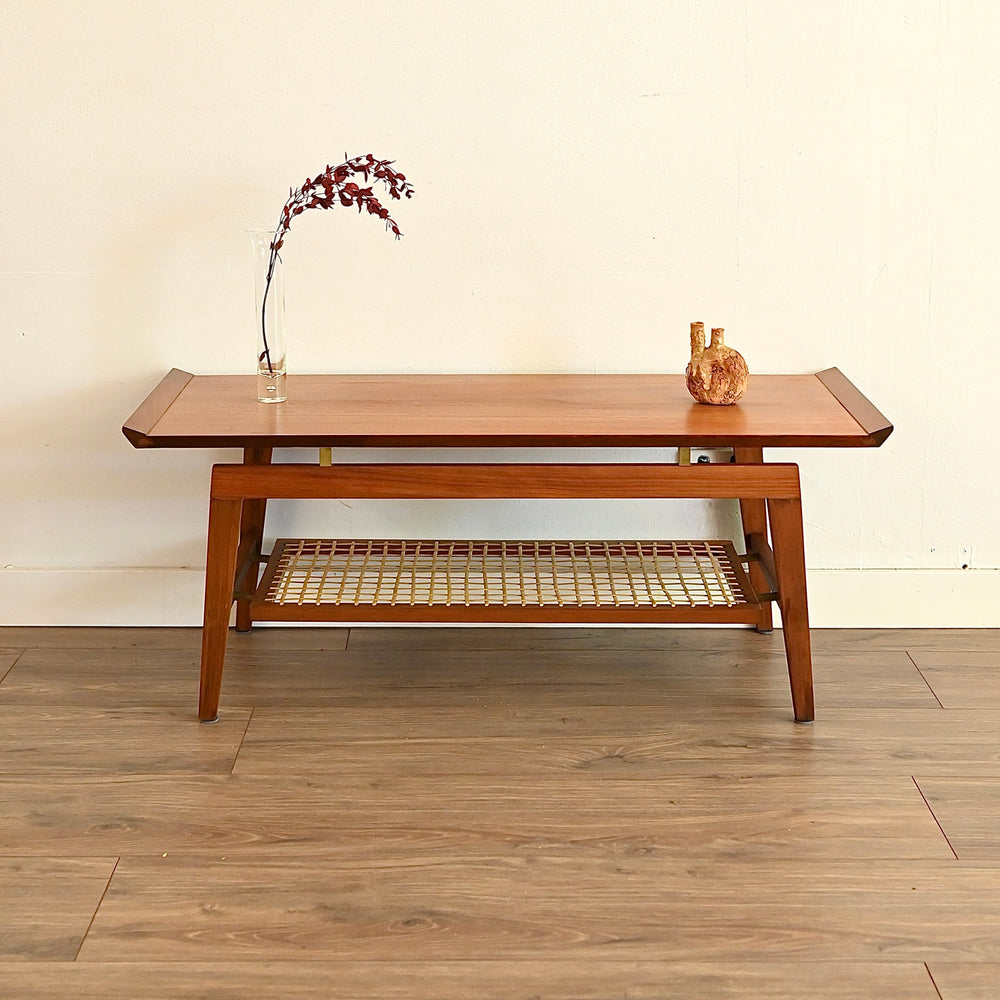 Mid Century Teak Coffee Table with Magazine Shelf