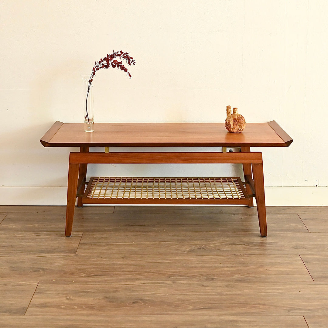 Mid Century Teak Coffee Table with Magazine Shelf