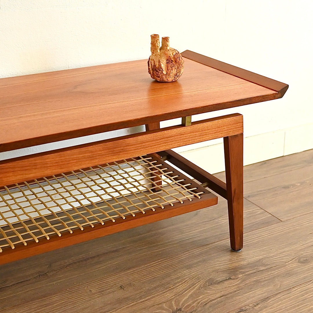 Mid Century Teak Coffee Table with Magazine Shelf