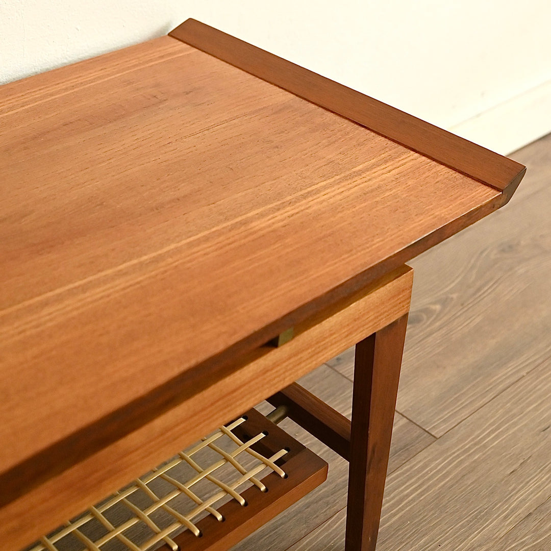 Mid Century Teak Coffee Table with Magazine Shelf