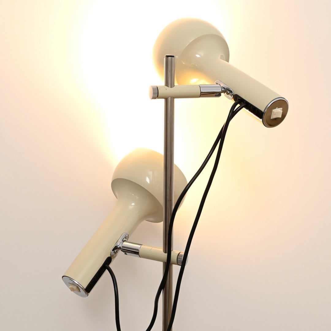 Mid Century Oslo Twin Head Chrome Standing Lamp