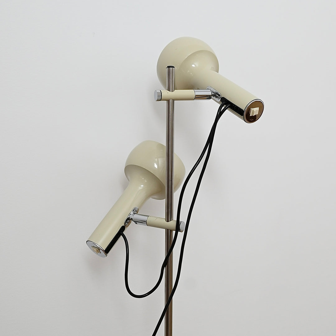Mid Century Oslo Twin Head Chrome Standing Lamp