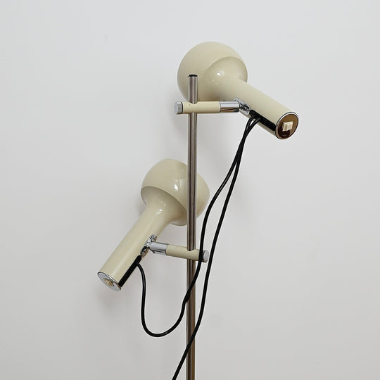 Mid Century Oslo Twin Head Chrome Standing Lamp