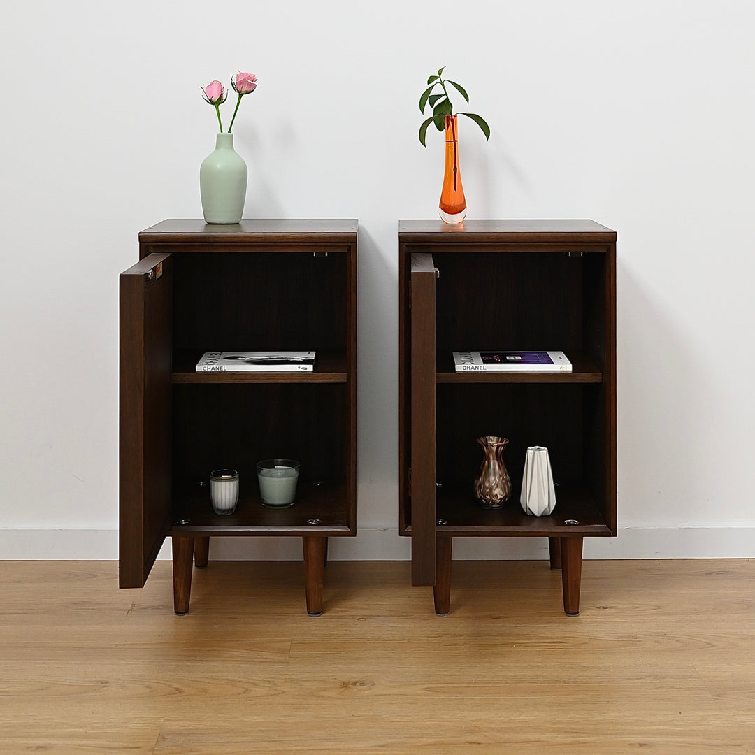 Pair - Mid Century Walnut Bedside Tables Night Stands by Chiswell