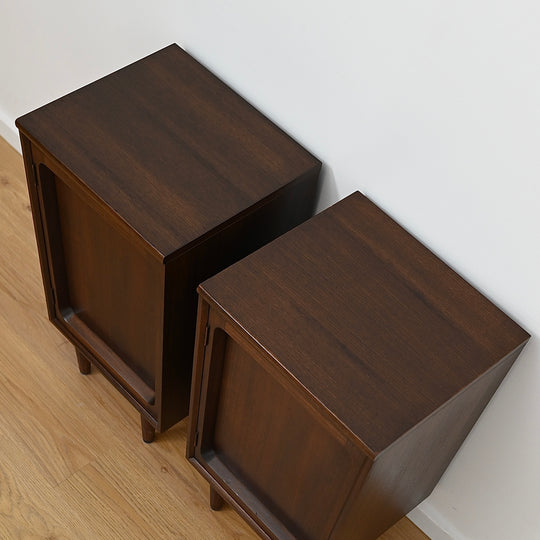 Pair - Mid Century Walnut Bedside Tables Night Stands by Chiswell
