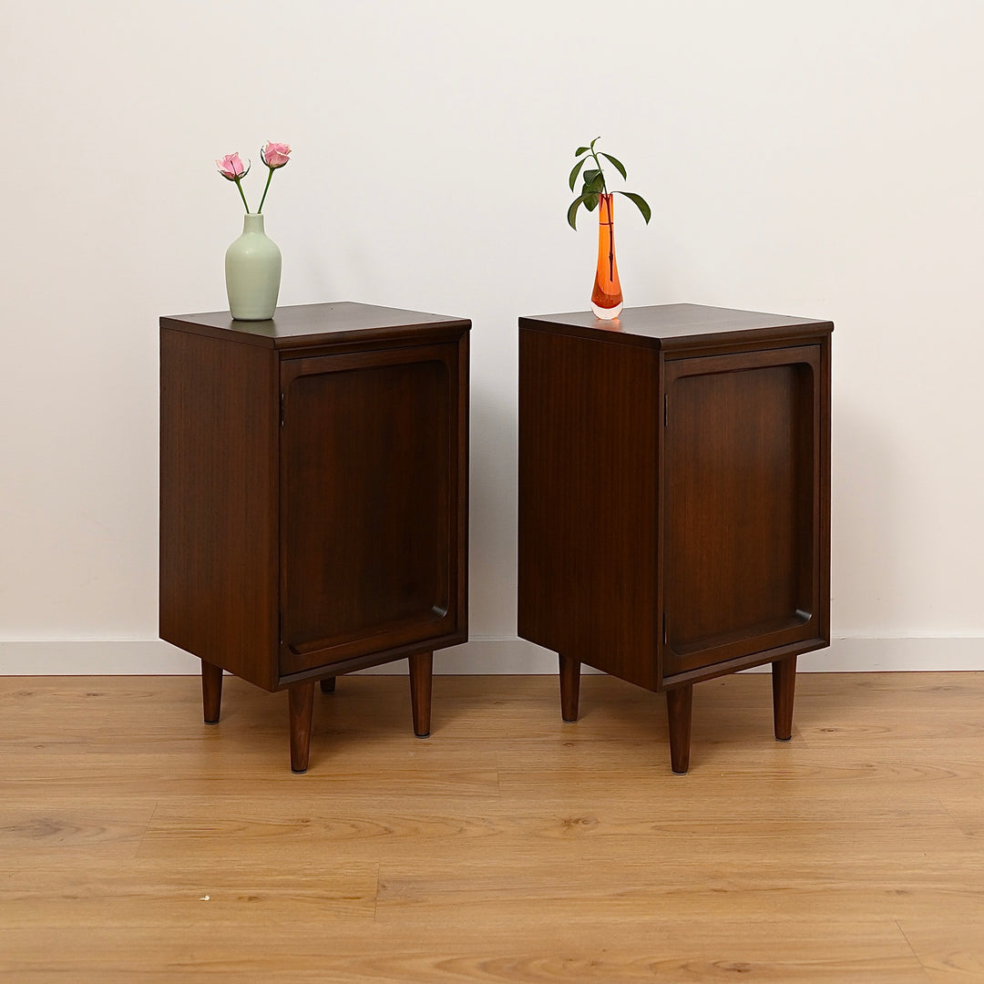 Pair - Mid Century Walnut Bedside Tables Night Stands by Chiswell