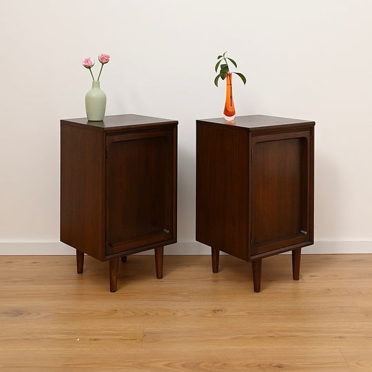 Pair - Mid Century Walnut Bedside Tables Night Stands by Chiswell