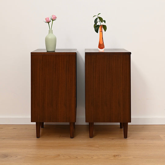 Pair - Mid Century Walnut Bedside Tables Night Stands by Chiswell