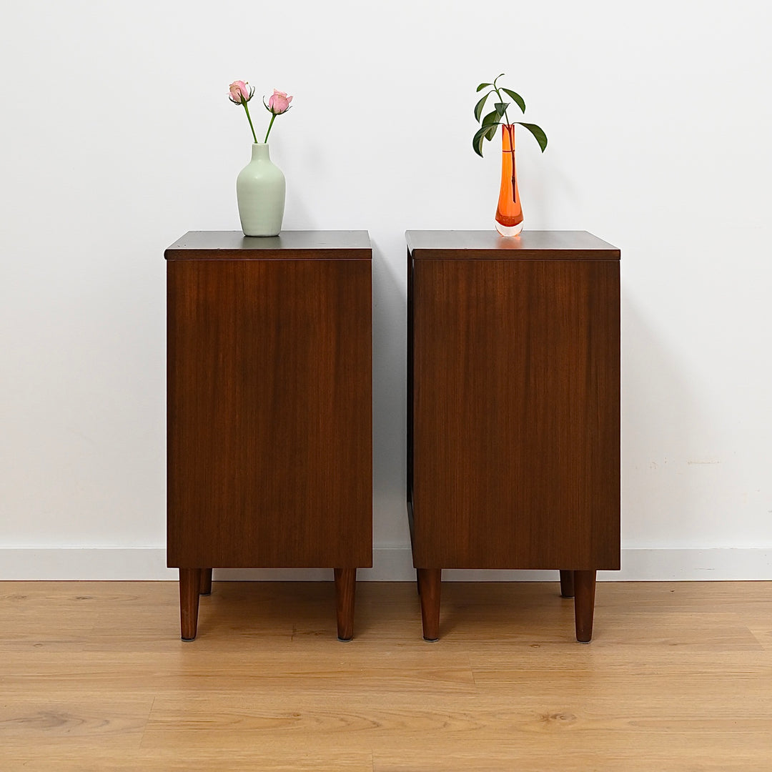 Pair - Mid Century Walnut Bedside Tables Night Stands by Chiswell