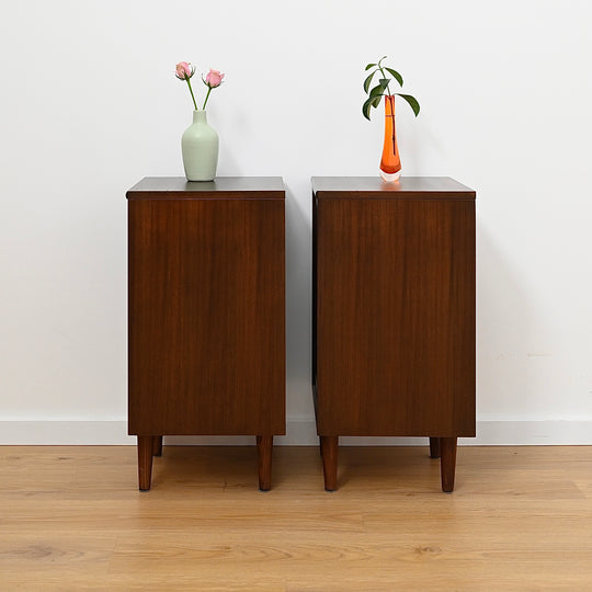 Pair - Mid Century Walnut Bedside Tables Night Stands by Chiswell