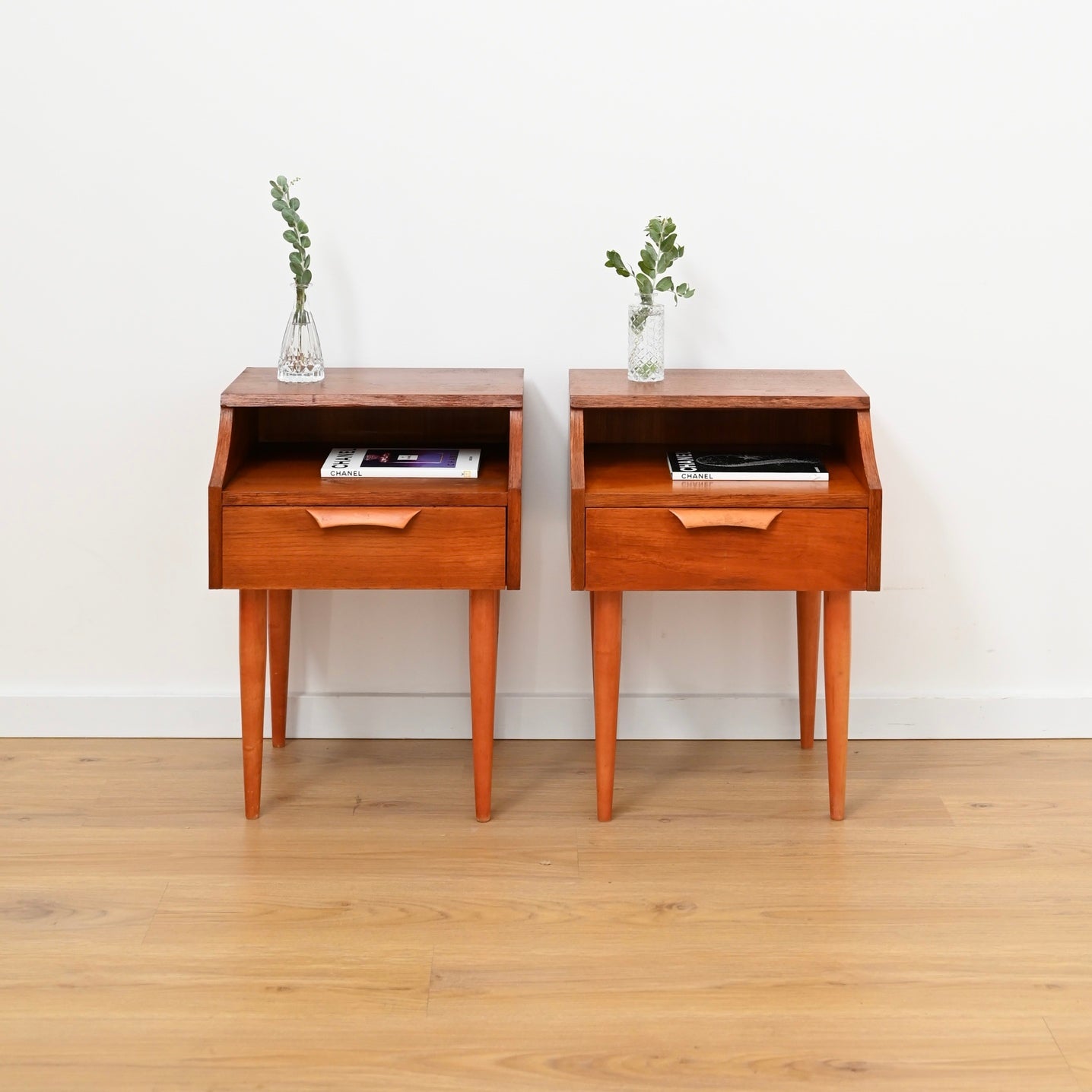 Pair of Mid Century Teak Nightstands Bedside Tables by Reliance Furniture - Refinished