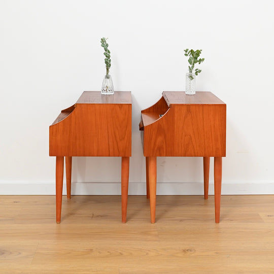 Pair of Mid Century Teak Nightstands Bedside Tables by Reliance Furniture - Refinished