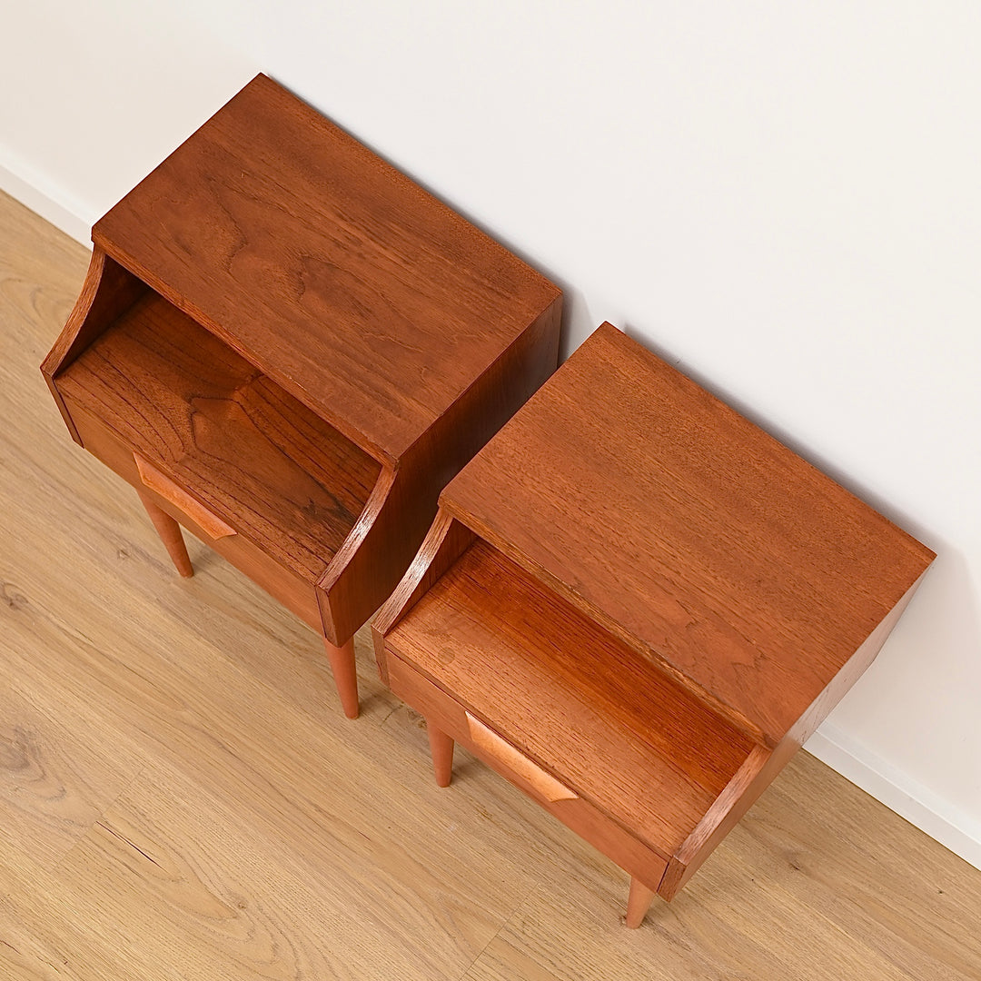 Pair of Mid Century Teak Nightstands Bedside Tables by Reliance Furniture - Refinished