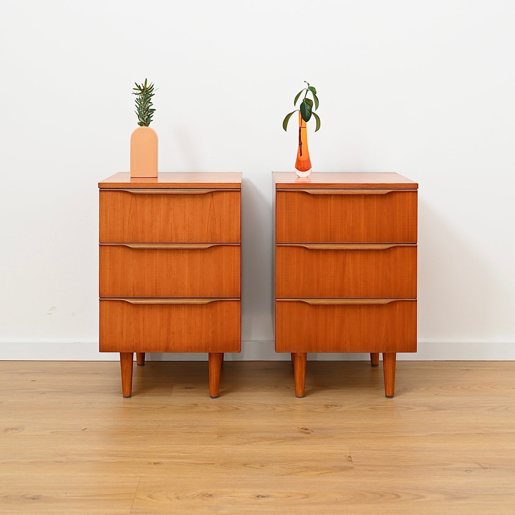 Pair - Mid Century Teak Bedside Tables Night Stands by Macrob